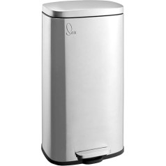 SVITA Grey Silver Stainless Steel Pedal Bin, 30 l, Round Inner Bucket
