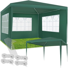 TecTake Gazebo 3 x 3 m, Garden Tent with 3 Removable Side Panels with Windows, Garden Gazebo with Waterproof Tarpaulin with UV Protection, Marquee for Garden, Party, Festival, Event, Wedding (Green)