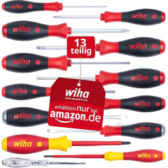 Wiha Screwdriver Set 13 Pieces I VDE Tested Tool for Electricians I with Slotted, Cross & Torx, Impact Cap & Phase Tester, for Professionals and DIY Enthusiasts (47176)