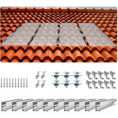 VEVOR Solar Panel Brackets Kit, Solar Panel Mounting Kit with 10 x 100 mm Rails, 4 x End Clamps and 6 x Lightweight Clamps, Solar Panel Mounting Brackets for Metal Roof, Concrete Roof, Wooden Roof,