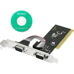 CERRXIAN PCI to 2 Serial Port Expansion Card DB9 Serial Port Ports PCI to 2 Ports COM 9 Pin Serial Series RS232 Card Adapter