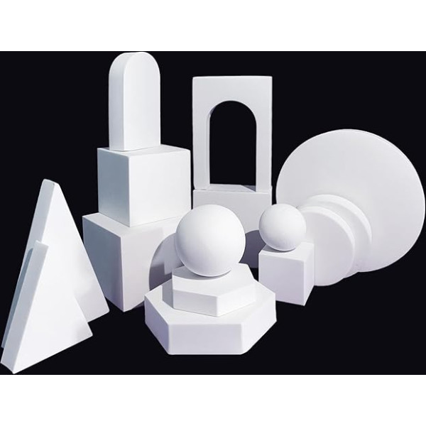 14 Pieces Product Photography Background Props Waterproof Hard Foam Geometric Cube Props for Photo Shooting Food Cosmetics Jewellery Ornaments Makeup Skin Care White