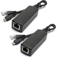 ANVISION 2-Pack Active 5V 2.4A PoE Splitter, 10/100 Mbps, IEEE 802.3af Compliant Micro USB 48V to 5V/2.4A for Dropcam or Raspberry Pi, IPC, IP Camera and More