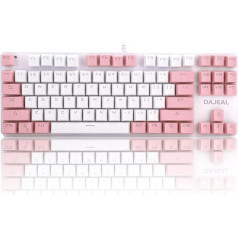 Zunate Mechanical Gaming Keyboard for Players, Mechanical Keyboard LED Backlight with 87 Keys, Mechanical Blue Switch, Multimedia Keys, Gaming Keyboard, Mixed Light (White Pink)
