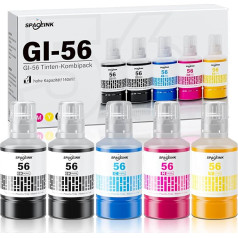 GI-56 Ink Bottle Set Compatible with Canon MAXIFY GX7050, GX6050, GX5050, GX4050, GX3050, GX5550, GX6550 Printers (5 Pack, Black/Cyan/Magenta/Yellow)