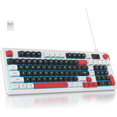 SOLIDEE 96% Membrane Keyboard Wireless with Rotary Knob, Wired/Bluetooth 5.0/2.4GHz Gasket Mount Keyboard & RGB Backlight, 98 Keys with Mechanical Feel and Silent (Black)