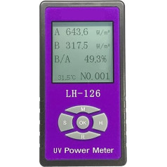 UV Light Meter, UV Power Meter Detector Handheld Woven Glasses UV Blocking Rate Solar Films UV Light Radiation Strength Tester for Testing
