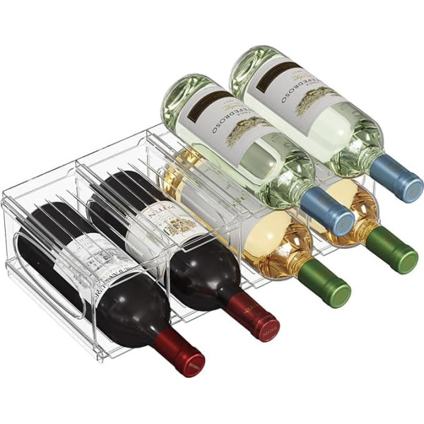 Lifewit Bottle Rack Stackable for 8 Bottles, Plastic Wine Rack for Refrigerator, Cupboard, Worktop, Office, 2 Tier Bottle Holder, Wine Bottle Holder, Bottle Rack, Bottle Organiser Shelf