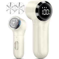 BZGG Electric Lint Shaver, Portable Rechargeable Electric Lint Remover, LED Display, 3 Speeds Adjustable Lint Cutter for Various Fabrics, Beige