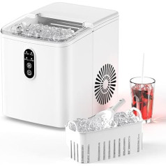 Ice Cube Machine, 2 Sizes S/L, 9 Ice Cubes Ready in 6 Minutes, 12 kg/24 H with Shovel and Basket, Self-Cleaning Ice Cube Maker Small for Home Parties Camping