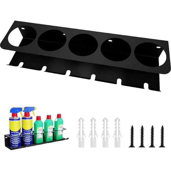 babikeen Can Holder for Spray Bottles, Spray Bottle Rack with 11 Holes and 5 Can Holder, Slots, Storage Rack, Spray Can Holder, Workshop Holder for Garage and Home (1 Set)