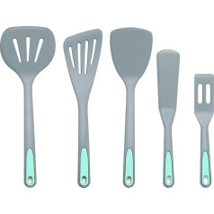 To encounter 5 Piece Silicone Spatula Set, Non-Stick Silicone Spatula, Heat Resistant Cooking Utensils, Spatula for Fish, Egg, Pancakes, Dishwasher Safe, Light Grey