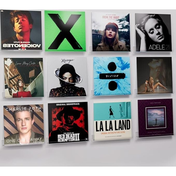 12 Packung Schallplatten Wandhalterung, 30,5cm Acryl-Regale für Album Record Storage & Display, klare Acryl schwimmenden Regale für Wand-Foto-Dekor, Bild Leiste, Kinder Bücherregal, Magazin Rack