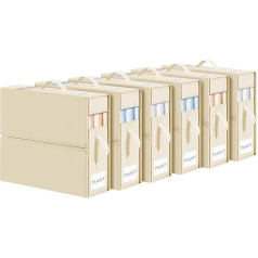 DIMJ Bedding Organiser Underbed Storage Box - Foldable Bedding Storage with Window, Bed Sheet Organiser in Wardrobe for Duvets, Clothes, Blankets, Pack of 6 (Beige)