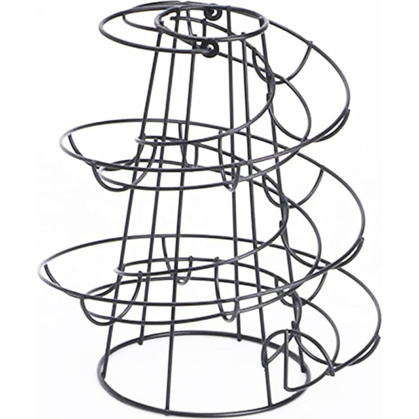 Creative Spiral Egg Stand for Kitchen, Egg Storage Rack, Egg Rack with Large Capacity, 24 x 20 x 20 cm, Sturdy, Rotating Egg Stand, Stainless Steel Spiral Design (Black)