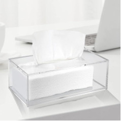 GOCUODE Tissue Box (Pure Handmade), Acrylic Cosmetic Tissue Box, Tissue Dispenser, Tissue Box for Kitchens Offices Bedroom Car (Transparent)