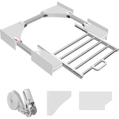 NIUXX Intermediate Frame with Washing Line, Connection Washing Machine Dryer, Connection Frame Intermediate Kit with Extendable Towel Rail, Adjustable Size (53-68 cm), White