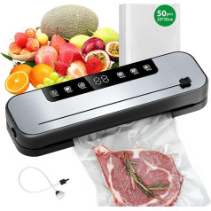 Automatic Vacuum Sealer 6 in 1 Vacuum Sealer for Food with 50 Vacuum Bags Food Vacuum Sealer with Digital Countdown for Fresh Food, Dry/Wet Food