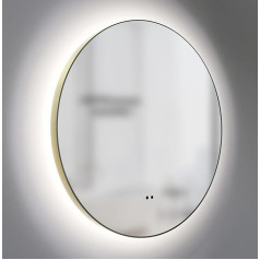Talos Verona Shine LED Bathroom Mirror Round in Matt Gold Diameter 50 cm - Mirror with Hand Wave Sensor Function - Suitable for Wet Rooms thanks to Aluminium Frame