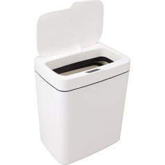 Glomora 18L Smart Trash Bin, Battery Operated Trash Can with Motion Sensor - White Bathroom Bin with Lid - Leak-proof and Stylish