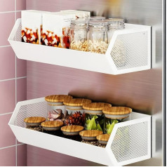HUHSWOF Plus Size Magnetic Hanging Shelf, Large Weight Capacity for Refrigerator, Spices Kitchen Organization, Floor Seal Anti-Drip, Made of Carbon Steel (1, White)