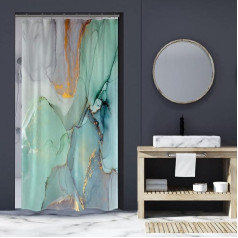 Gibelle Colorful Marble Shower Curtain Watercolor Abstract Blue Green Purple Teal Ink Texture Gold Black Stripes Painting Modern Art Bathroom Decor 36