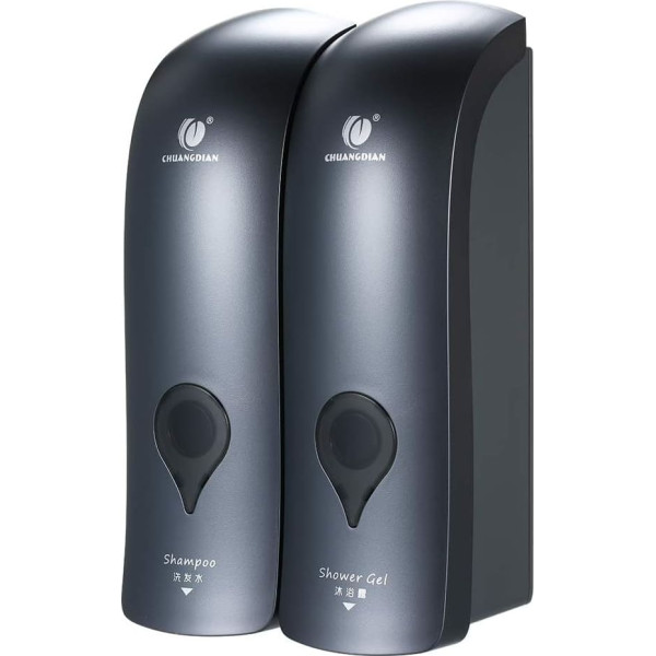 Decdeal Chuangdian Soap Dispenser, 300 ml, Pack of 2 Wall Mounted Shower Gel Dispenser, No Drilling, For Hand, Shower Gel, Liquid Shampoo Holder