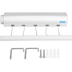 3.2 m / 3.75 m Telescopic Washing Line for Drying Clothes, Plastic Clothesline, Modern and Simple Washing Line with Enough Accessories for Indoor and Outdoor Use