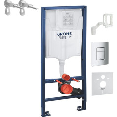 Grohe Rapid SL | Sanitary Systems - 5-in-1 Set for Toilet, 1.13 m Height | Toilet System with Skate Cosmo Wall Plate | 38827000, Chrome