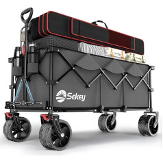 Sekey XXXL Handcart Foldable 300 L 200 kg Load Capacity Foldable Handcart 17 x 10 cm Extra Wide Tyres All Terrain Patented Foldable from Four Directions XXXL-Super 4013, Anthracite