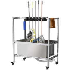 SnamicE Besen- und Mopphalter, Abtropfgestell, Besen- und Mopphalter, Allzweck-Mopp- und Besenhalter, Reinigungsmittel für die Haushaltsführung, Moppeimer, Gartenwerkzeug-Organ,101cm-20slots 24 Hooks