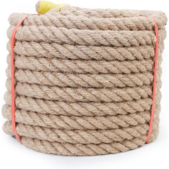 Meidansini Tug of War Rope, Natural Hemp Rope, DIY Twisted Manila Rope for Crafts, Gardening, Climbing, Hammock, Nautical, Tug of War, Railing, Indoor and Outdoor Decoration (40 mm x 15 m)