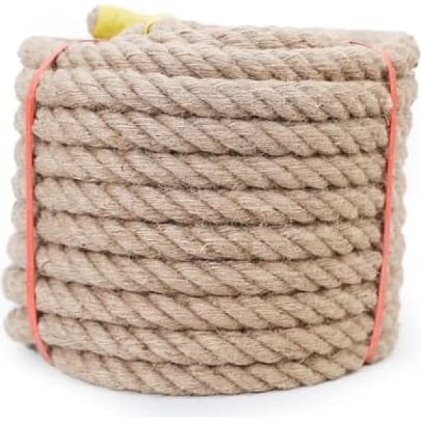Meidansini Tug of War Rope, Natural Hemp Rope, DIY Twisted Manila Rope for Crafts, Gardening, Climbing, Hammock, Nautical, Tug of War, Railing, Indoor and Outdoor Decoration (40 mm x 15 m)