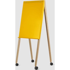 Whiteboard mit Ständer, Magnettafel, White Board, 90x64 cm Magnetboard, Inklusive 4 Markern und 4 Magnetclips(Yellow)