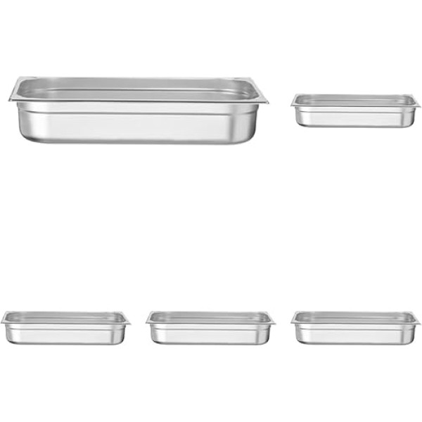 HENDI Gastronorm Container, Temperature Resistant from -40° to 300°C, Hot Air Oven, Fridge and Freezer, Chafing Dishes, Bain Marie, Stackable, 14 L, GN 1/1, 530 x 325 x (H) 100 mm, Stainless Steel