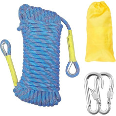 Gangying Climbing Rope 14 mm Outdoor Rope Static Climbing Rope 30 m Fire Rescue Parachute Rope Braid Nylon Rope with 2 Steel Hooks for Hiking Outdoor Mountaineering Sports Camping