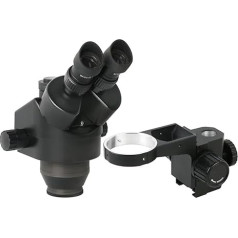 Mikroskop-Zubehör-Kit 7X-45X Simul-Fokus Parfokaler Trinokular-Stereomikroskopkopf mit kontinuierlichem Zoom und 25-mm-Halter(Nero)