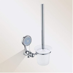 GZZ Modern Simple Toilet Brush Set Household Hotel Interior Wall Bathroom Brush Silver Zinc Alloy for Bathroom Storage Toilet Accessories Toilet Brush Holder Toilet Bowl Brush Brush