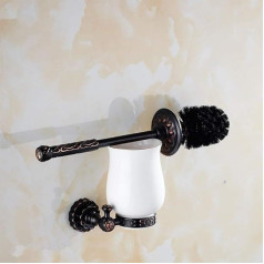 GZZ Black Bronze Bathroom Brush Household Hotels Wall Toilet Brush Holder Bathroom Brush Includes Hanging Toilet Brush and Tight Toilet Accessories Raised Copper Toilet Bowl Brush