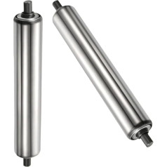 Förderband, robuste Förderrolle, verzinkter Stahl, industrielle Förderband-Ersatzrollen, unangetrieben, Förderbandrollen (Durchmesser 25 mm, L 550 mm), 2 Stück