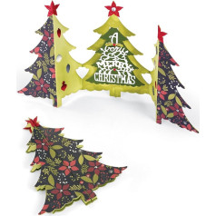 Sizzix 660665, Christmas Tree Fold-A by, 6 Pack, Multi Colour, One Size Card Christmas Tree for Folding by Jen Long Thinlits Punch Set, 6 in Pack, Steel, Multicoloured, 26.1 x 17 x 0.5 cm