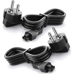 Laptop Power Supply Cable 3-Pin (2 Pieces 3 m), CYD TV Power Plug 250 V 10 A Compatible with TV Power Cable Samsung LG Plug Power Cable Monitor LG HP Philips Samsung