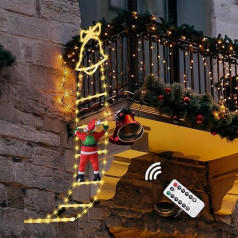 Hysagtek Christmas Decoration LED Ladder Lights with Climbing Santa Claus (Battery Not Included)