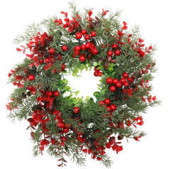 Baluue Christmas Wreath Berry Wreath Decorate Christmas Pendant Decoration Party Door Hanging Garland 33 cm