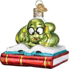 Old World Christmas Decor, Bookworm, 2.5, Hanging Jewellery, Glass, Christmas