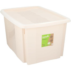 Edco Eindhoven B.V. Storage Box with Lid 45 L - Organiser Box 55 x 40 x 30 cm - Plastic Box Suitable for Clothes, Christmas Decorations and Documents - Easy Stackable - Plastic - Beige