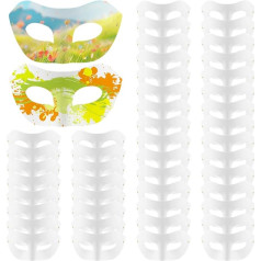 48 Stück DIY-Papiermasken, weiße Masken, blanko Papierkunst, Halbgesichts-Maske für Erwachsene und Jugendliche, unlackierte DIY-Maske für Kunstfestivals, Halloween, Partys, Karneval