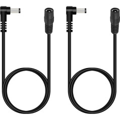 Lonnky 3M DC Extension Cable 2-Pack 12V Connection Cable 5.5 x 2.1mm 90° L-Shaped for CCTV Cameras (RLC-820A, RLC-810A, RLC-823A, RLC-811A, RLC-822A, RLC-523WA), LED Strips (Grovee), Printer