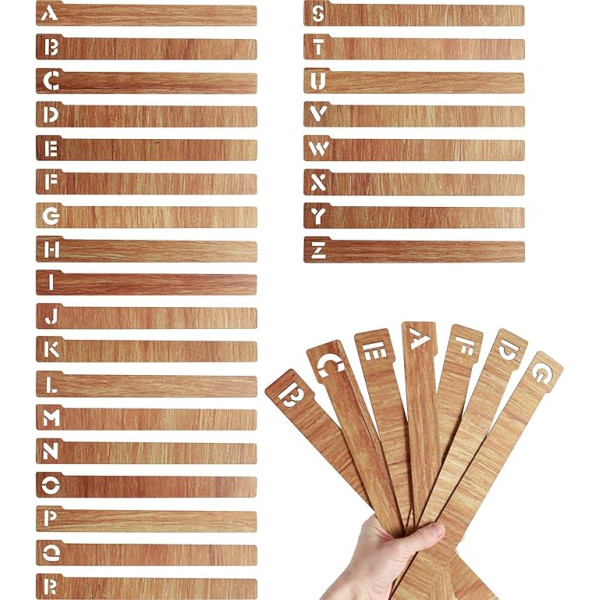 26 PCs Vinyl Record Divider Wooden Record Divider Alphabetical A-Z Vinyl Top Storage Storage Horizontal and Vertical Recording Holder Organiser Guides for Album CD DVD Media Book Shelf Storage