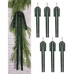 ZJHiome Christmas Velvet Garland, 6 Pack 27.5 x 15.7 Inch Rustic Large Velvet Christmas Wreath Bows Vintage Style Christmas Tree Topper Large Bow for Christmas Outdoor Green